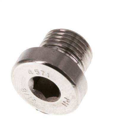 G 1/8'' Macho Tapón de cierre de acero inoxidable con hexágono interior y junta FKM 400 Bar