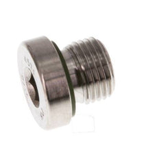 G 1/8'' Macho Tapón de cierre de acero inoxidable con hexágono interior y junta FKM 400 Bar