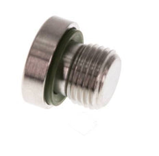 G 1/8'' Macho Tapón de cierre de acero inoxidable con hexágono interior y junta FKM 400 Bar