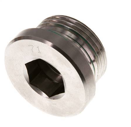 G 1'' Macho Tapón de cierre de acero inoxidable con hexágono interior y junta FKM 400 Bar