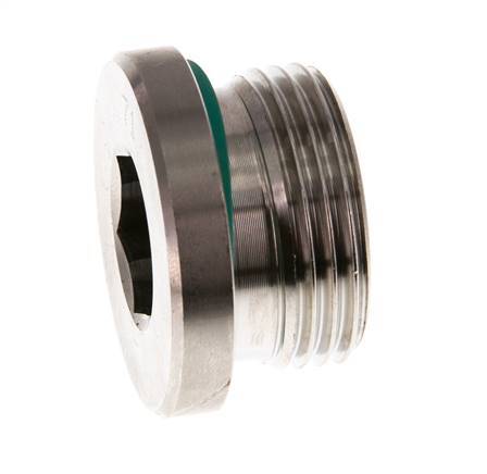 G 1'' Macho Tapón de cierre de acero inoxidable con hexágono interior y junta FKM 400 Bar