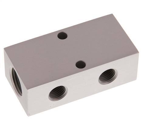 2xG 1/2'' x 4xG 1/4'' Bloque distribuidor de aluminio de doble cara 16 barras