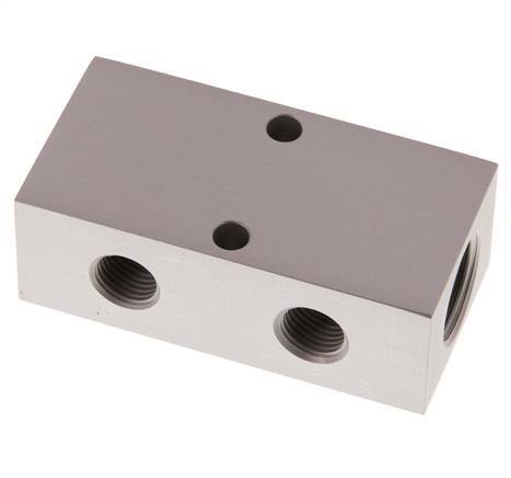 2xG 1/2'' x 4xG 1/4'' Bloque distribuidor de aluminio de doble cara 16 barras