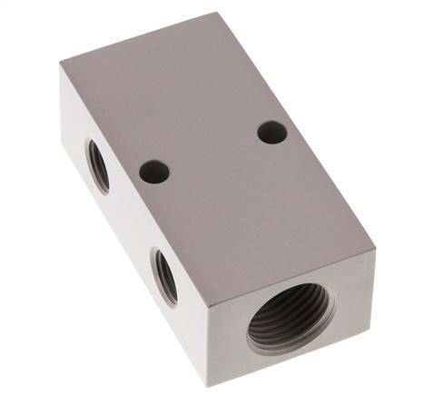 2xG 1/2'' x 4xG 1/4'' Bloque distribuidor de aluminio de doble cara 16 barras