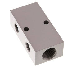 2xG 1/2'' x 4xG 1/4'' Bloque distribuidor de aluminio de doble cara 16 barras