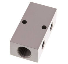 2xG 1/2'' x 4xG 1/4'' Bloque distribuidor de aluminio de doble cara 16 barras