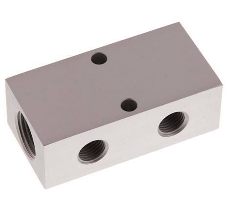 2xG 1/2'' x 4xG 1/4'' Bloque distribuidor de aluminio de doble cara 16 barras