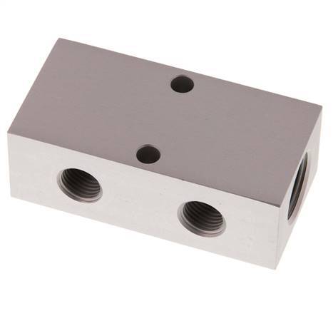 2xG 1/2'' x 4xG 1/4'' Bloque distribuidor de aluminio de doble cara 16 barras