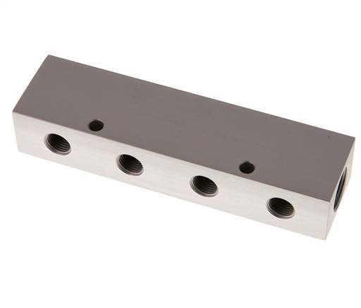 2xG 1/2'' x 4xG 1/4'' Bloque distribuidor de aluminio de una cara 16 barras