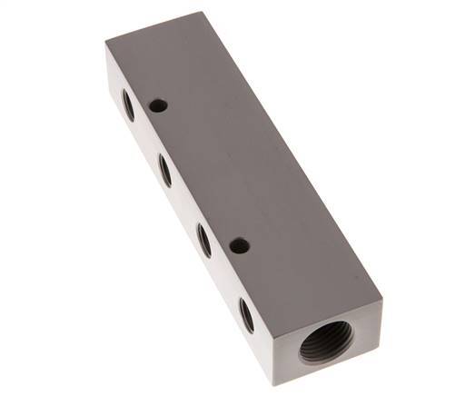 2xG 1/2'' x 4xG 1/4'' Bloque distribuidor de aluminio de una cara 16 barras