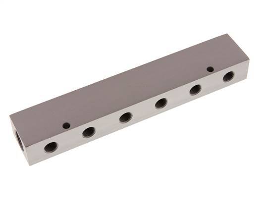 2xG 1/2'' x 6xG 1/4'' Bloque distribuidor de aluminio de una cara 16 barras