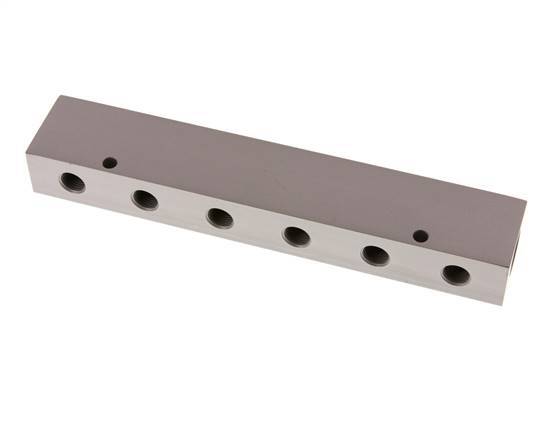 2xG 1/2'' x 6xG 1/4'' Bloque distribuidor de aluminio de una cara 16 barras
