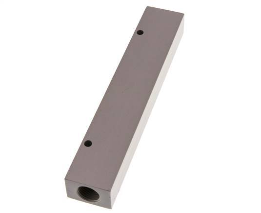 2xG 1/2'' x 6xG 1/4'' Bloque distribuidor de aluminio de una cara 16 barras