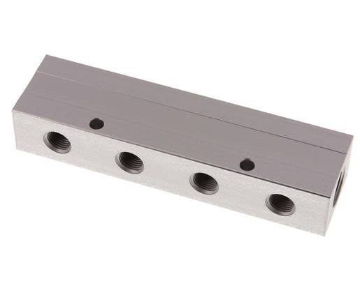 2xG 1/2'' x 8xG 1/4'' Bloque distribuidor de aluminio de doble cara de 16 barras