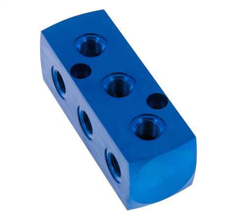 1xG 1/2'' x 9xG 1/4'' Bloque distribuidor de aluminio de una cara 16 Bar
