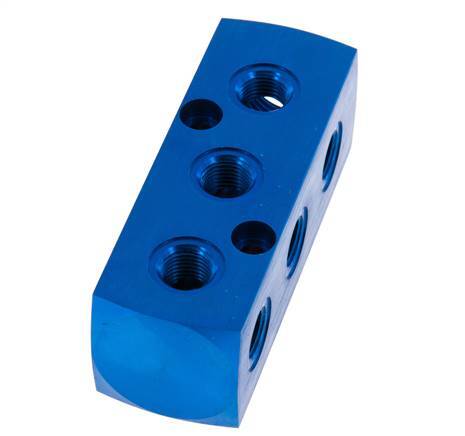 1xG 1/2'' x 9xG 1/4'' Bloque distribuidor de aluminio de una cara 16 Bar