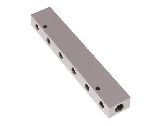 2xG 1/4'' x 12xG 1/8'' Bloque distribuidor de aluminio de doble cara de 16 barras
