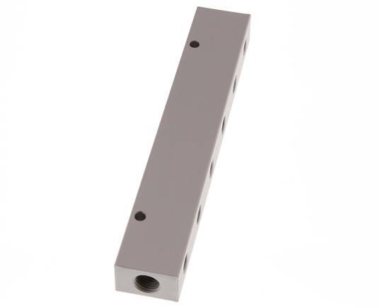 2xG 1/4'' x 12xG 1/8'' Bloque distribuidor de aluminio de doble cara de 16 barras
