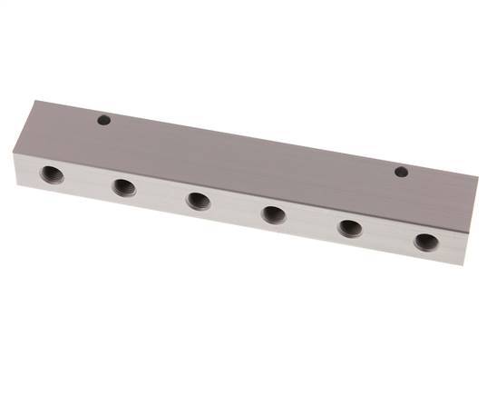 2xG 1/4'' x 12xG 1/8'' Bloque distribuidor de aluminio de doble cara de 16 barras