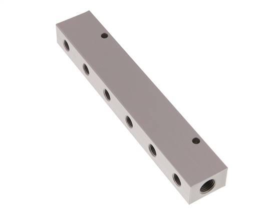 2xG 1/4'' x 12xG 1/8'' Bloque distribuidor de aluminio de doble cara de 16 barras