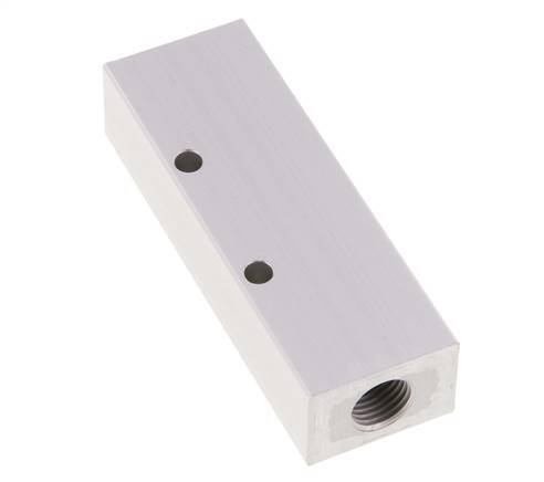 2xG 1/4'' x 3xG 1/8'' Bloque distribuidor de aluminio de una cara 16 barras
