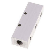 2xG 1/4'' x 3xG 1/8'' Bloque distribuidor de aluminio de una cara 16 barras