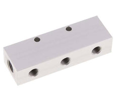 2xG 1/4'' x 3xG 1/8'' Bloque distribuidor de aluminio de una cara 16 barras