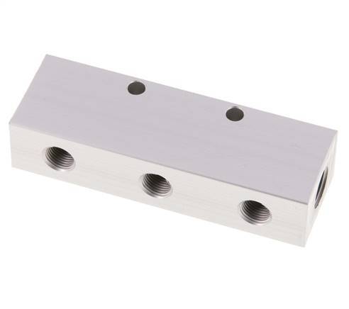 2xG 1/4'' x 3xG 1/8'' Bloque distribuidor de aluminio de una cara 16 barras