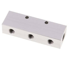 2xG 1/4'' x 3xG 1/8'' Bloque distribuidor de aluminio de una cara 16 barras