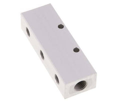 2xG 1/4'' x 3xG 1/8'' Bloque distribuidor de aluminio de una cara 16 barras