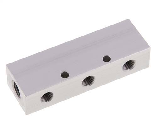2xG 1/4'' x 6xG 1/8'' Bloque distribuidor de aluminio de doble cara de 16 barras