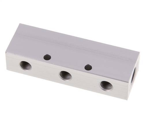2xG 1/4'' x 6xG 1/8'' Bloque distribuidor de aluminio de doble cara de 16 barras