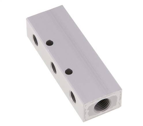 2xG 1/4'' x 6xG 1/8'' Bloque distribuidor de aluminio de doble cara de 16 barras