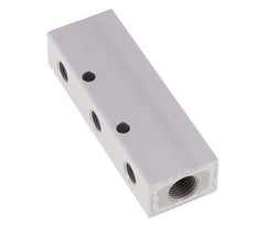 2xG 1/4'' x 6xG 1/8'' Bloque distribuidor de aluminio de doble cara de 16 barras