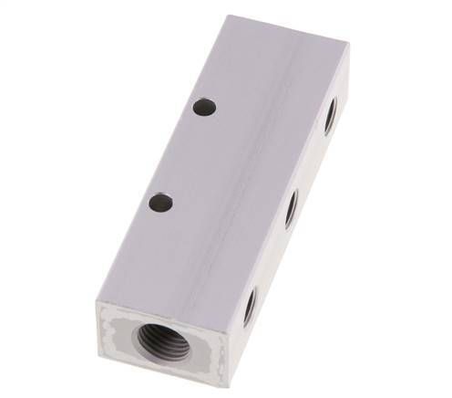 2xG 1/4'' x 6xG 1/8'' Bloque distribuidor de aluminio de doble cara de 16 barras