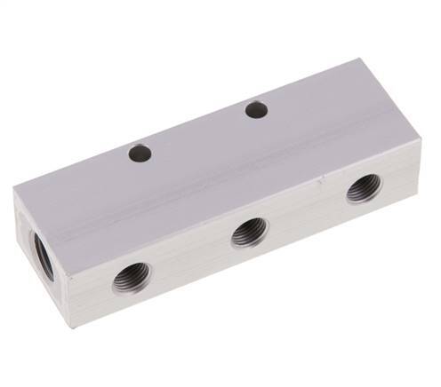 2xG 1/4'' x 6xG 1/8'' Bloque distribuidor de aluminio de doble cara de 16 barras