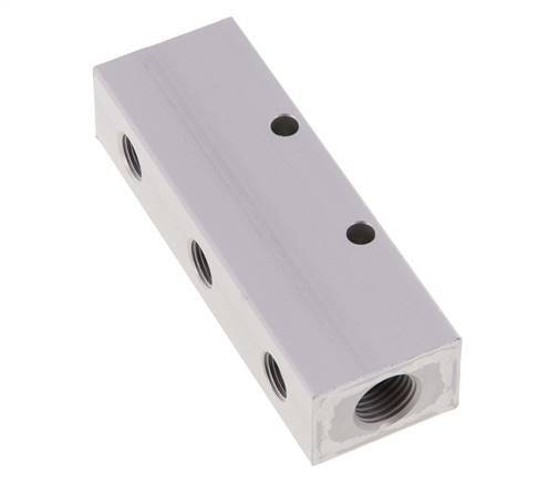 2xG 1/4'' x 6xG 1/8'' Bloque distribuidor de aluminio de doble cara de 16 barras