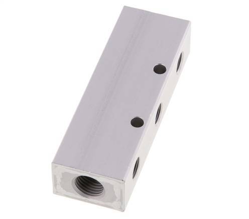 2xG 1/4'' x 6xG 1/8'' Bloque distribuidor de aluminio de doble cara de 16 barras