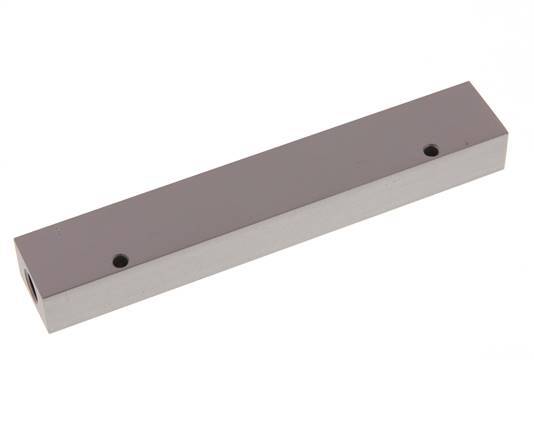 2xG 1/4'' x 6xG 1/8'' Bloque distribuidor de aluminio de una cara 16 barras