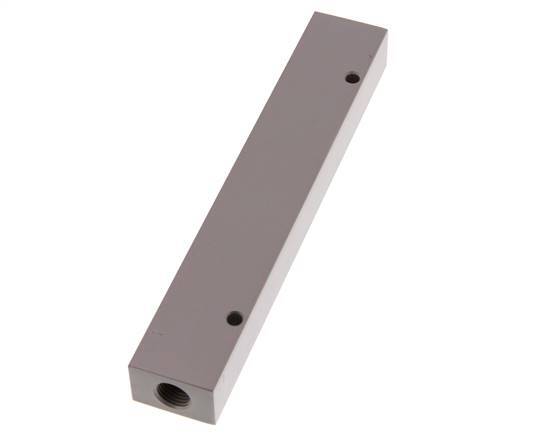 2xG 1/4'' x 6xG 1/8'' Bloque distribuidor de aluminio de una cara 16 barras