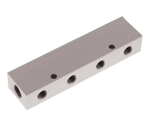 2xG 1/4'' x 8xG 1/8'' Bloque distribuidor de aluminio de doble cara de 16 barras
