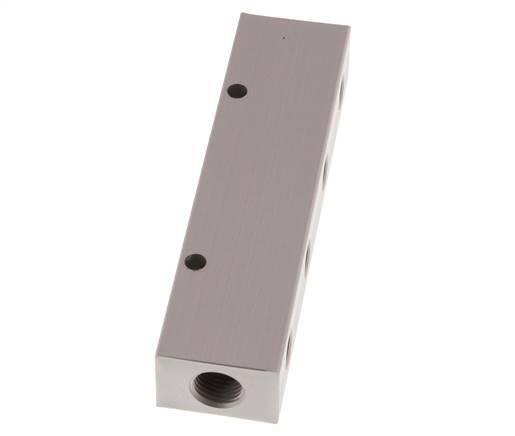 2xG 1/4'' x 8xG 1/8'' Bloque distribuidor de aluminio de doble cara de 16 barras