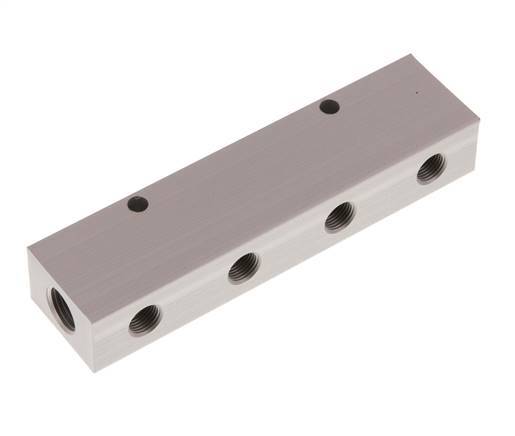 2xG 1/4'' x 8xG 1/8'' Bloque distribuidor de aluminio de doble cara de 16 barras