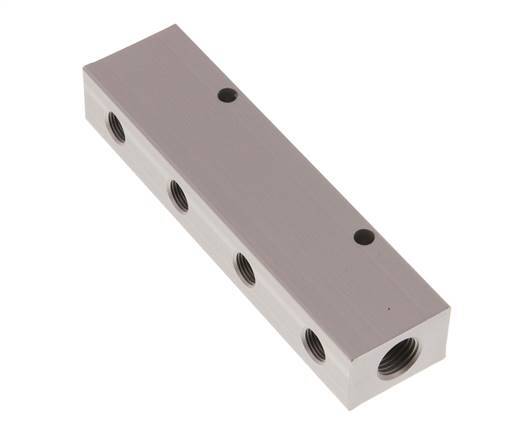 2xG 1/4'' x 8xG 1/8'' Bloque distribuidor de aluminio de doble cara de 16 barras