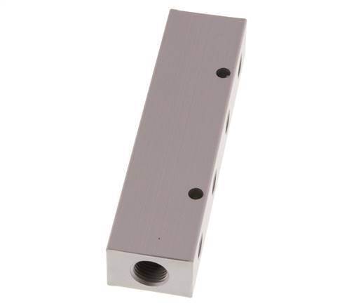 2xG 1/4'' x 8xG 1/8'' Bloque distribuidor de aluminio de doble cara de 16 barras
