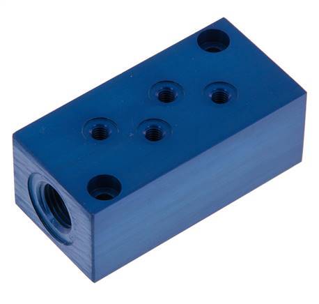 2xG 1/4'' x 8xM5 Bloque distribuidor de aluminio de una cara 16 barras