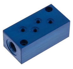 2xG 1/4'' x 8xM5 Bloque distribuidor de aluminio de una cara 16 barras