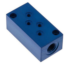 2xG 1/4'' x 8xM5 Bloque distribuidor de aluminio de una cara 16 barras