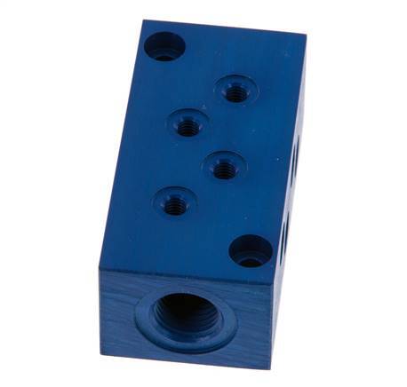 2xG 1/4'' x 8xM5 Bloque distribuidor de aluminio de una cara 16 barras