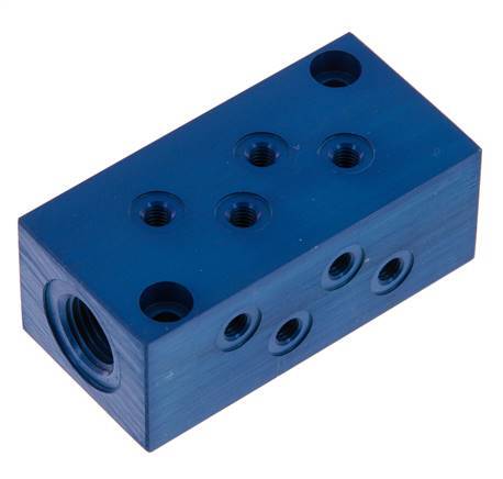 2xG 1/4'' x 8xM5 Bloque distribuidor de aluminio de una cara 16 barras